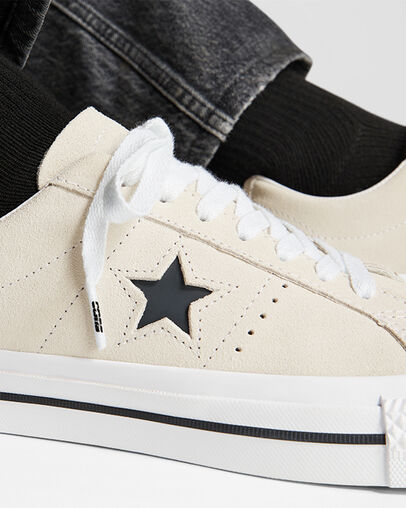 CONS ONE STAR PRO SUEDE SHOE - Egret/White/Black