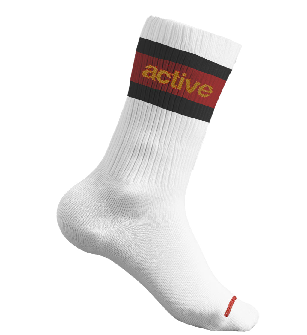 Lockup Stripe Sock - White/Green/Red/Gold