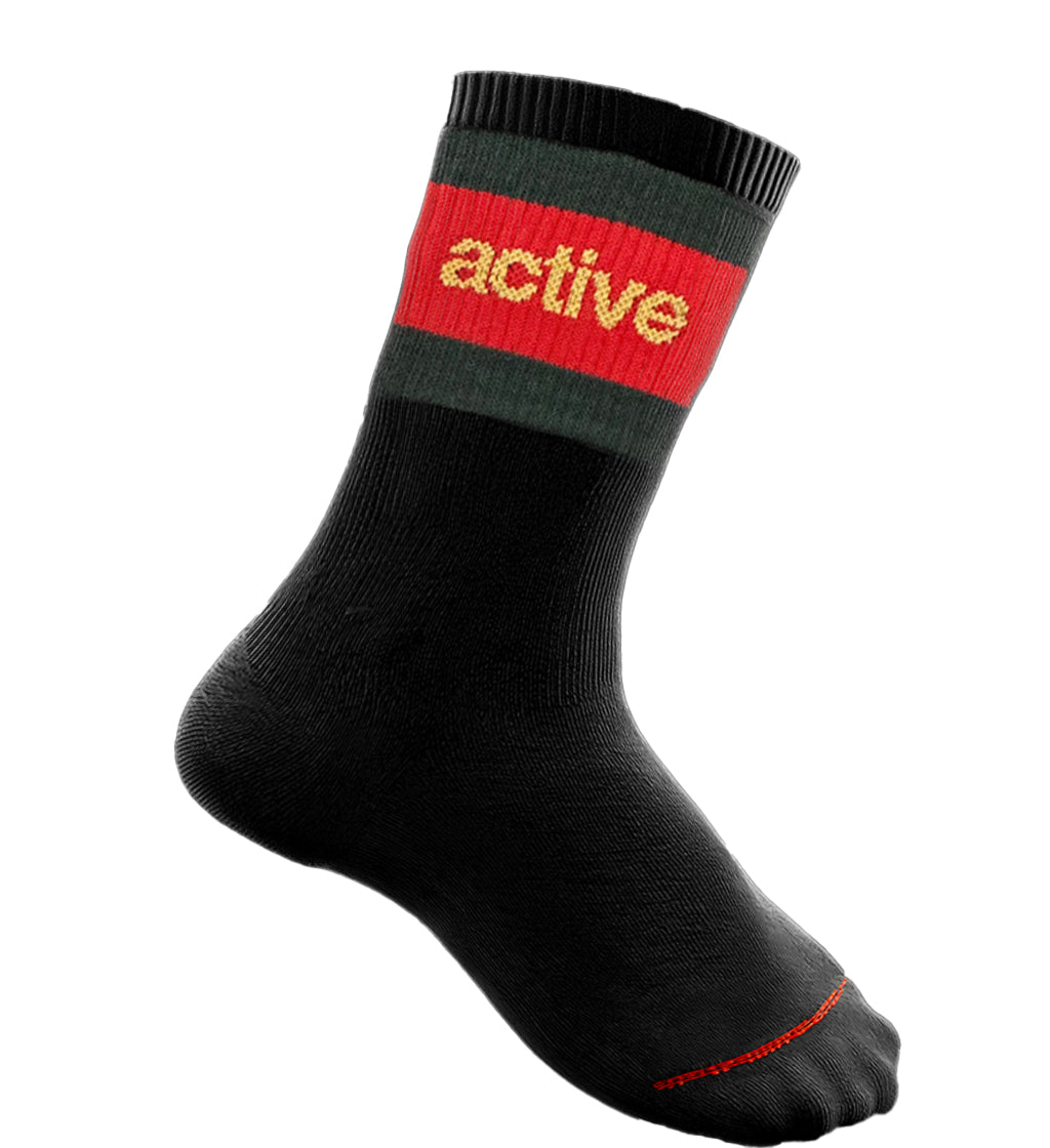 Lockup Stripe Sock - Blk/Grn/Red/Gold