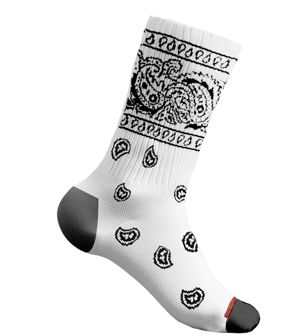 Bandana Crew Sock - White