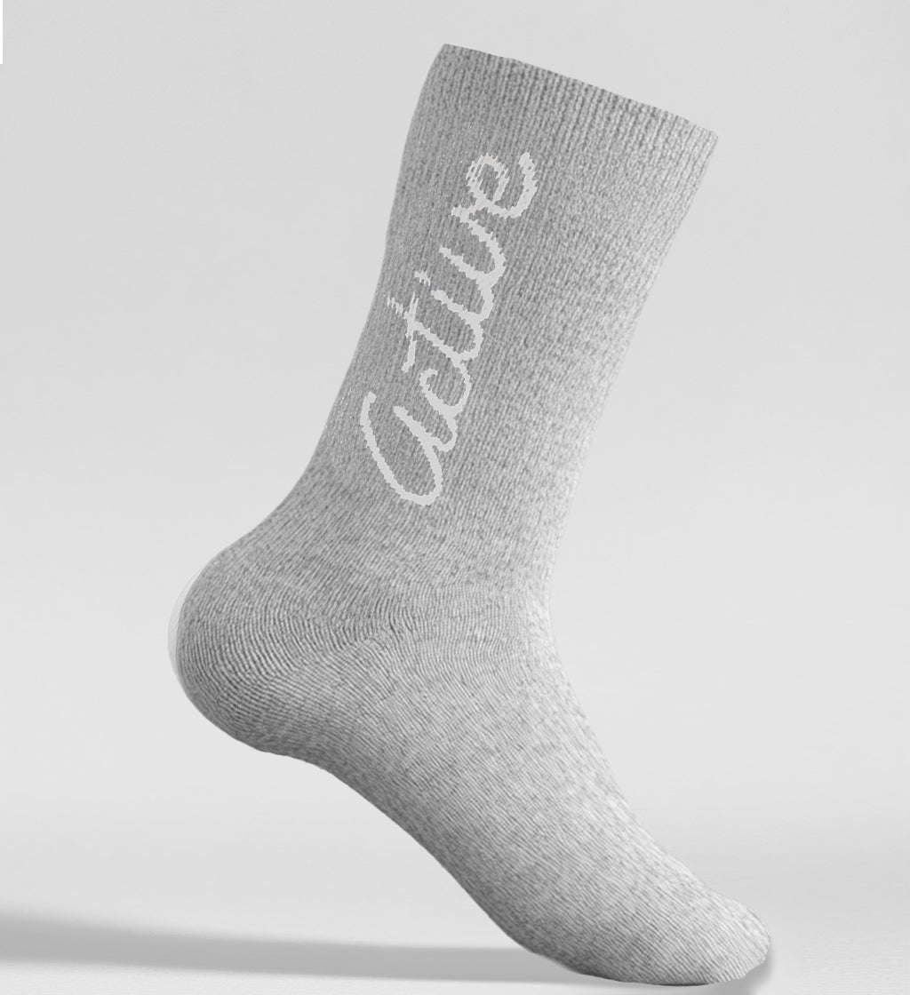 W Script Sock - Heather Grey