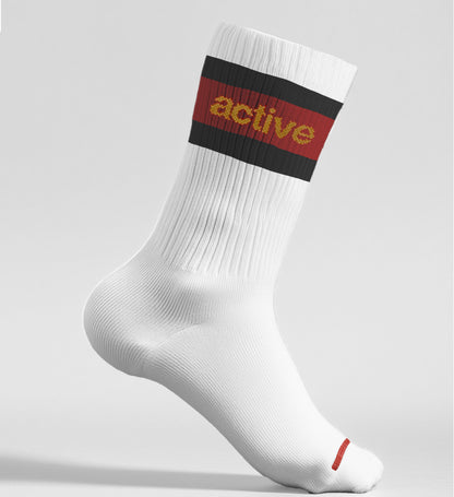 Lockup Stripe Sock - White/Green/Red/Gold