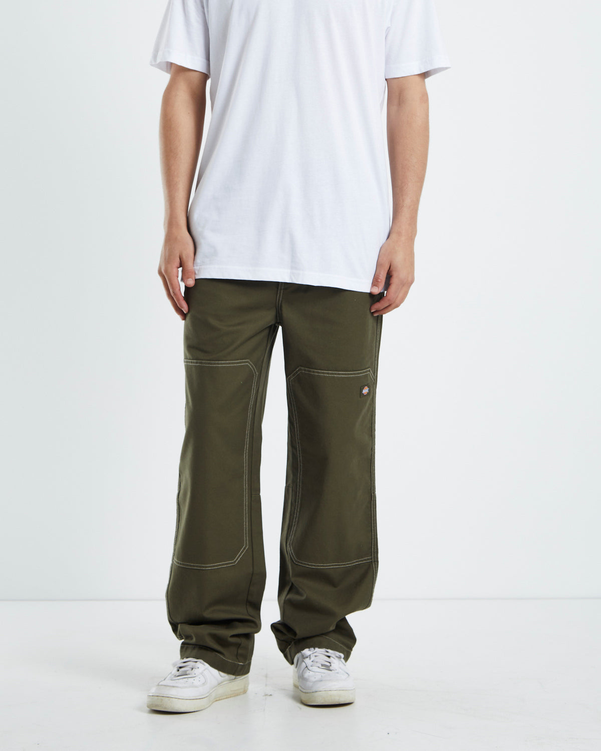 Constrast Cargo Pant - Military Green/Sand Stitch