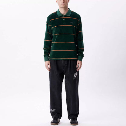 Fete Velour Stripe Polo LS