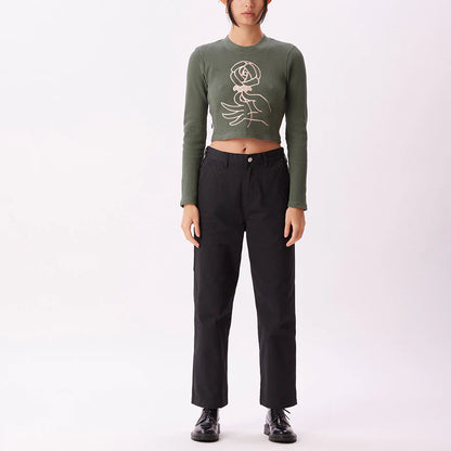 Rose Waffle Tee Long Sleeve - Dusty Green