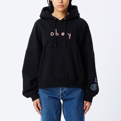 Scribbled Obey Hoodie - Black